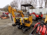 New AGT H15R Mini Excavator with Canopy, Yellow, Gas Engine, Side Controls,