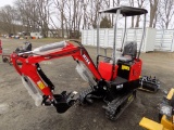 New Miva VA13 Mini Excavator with Canopy, Red, Stationary Thumb, Grader Bla