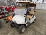 White EZ-GO Electric TXT48 Golf Cart, Canopy, Windshield, Bag Holder w/Cove