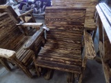 Adirondack Glider Chair, Handmade, Burnt Wood Style