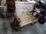 3' Adirondack Glider Bench, Handmade, Burnt Wood Style