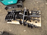 Set Of New Mini Excavator Attachments, Hyd. Auger, Ripper, Rake, Grapple, A