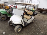 White EZ-Go TXT48 Electric Golf Cart with Canopy, Windshield, Bag Holder wi