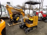 New AGT Industrial H15R Mini Excavator, Yellow, Gas Engine, Canopy, Side Co