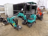 New AGT QK16R Mini Excavator, Blue, Gas Engine, Canopy, Grader Blade, 16''