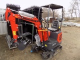 New AGT MX15R Mini Excavator, Red, Gas Engine, Canopy, Grader Blade, 16'' B