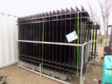 20 Pieces Of New Black Galvanized Steel Fence Panels, 10'L x 7'T w/Posts &
