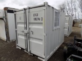 New 9' Storage/Shipping Container, Barred Window And Walk-Thru Door On One