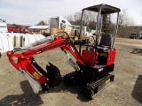 New Miva VA13 Mini Excavator, Red, Gas Engine, Canopy, Grader Blade, 16'' B