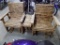 Double Adirondack Glider w/Center Table, Burnt Wood Style