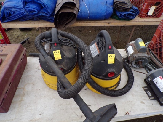 (2) Stinger Wet/Dry Vacs, 2 Gal. with (2) Hoses, UNKNOWN CONDITION