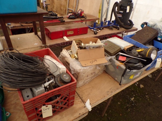 Group of Misc. Items - Wire, CB Radio, Flashlights, Door Hadles, Hardware,