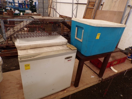 Viking Cooler, Dorm Fridge, Hav-a-Hart and Small Table