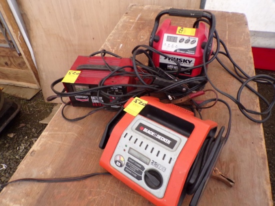 (3) Battery Chargers - (1) Black and Decker, (1) Centry, (1) Husky