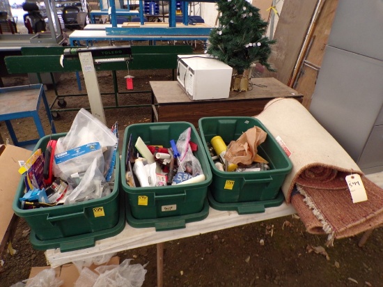 (3) Totes Of Misc Items, Paint Supplies, Electrical Items, Junction Boxes,