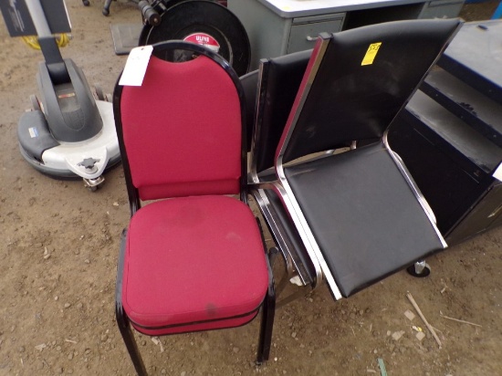 (5) Assorted Chairs (2) Maroon Banquet Chairs, (2) Black Leather Office Cha