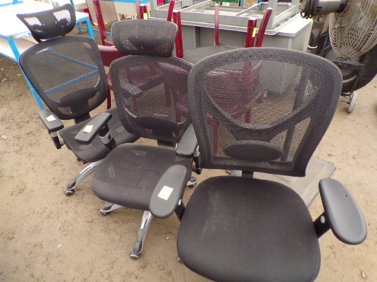 (3) Fabric Rocking Office Chairs (2) Match (1) Has Broken Headrest