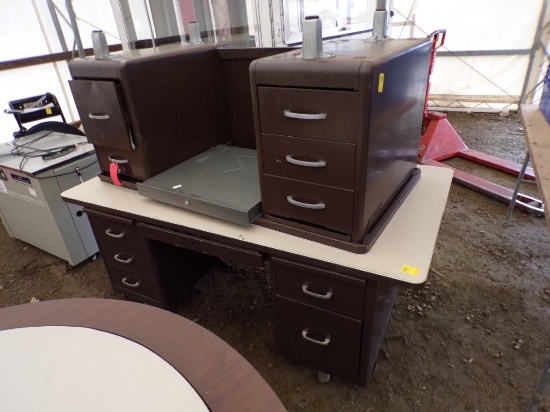(2) Metal Office Desks - (1) 6 Drawer 70'' x 38'' and (1) 1 dRAWER 60'' X 3