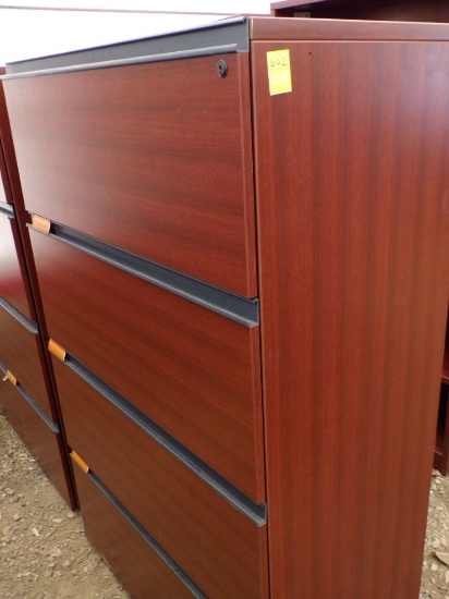 4 Drawer Cherry Like Lateral Filing Cabinet, 37'' x 20'' x 57''