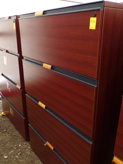 4 Drawer Cherry Like Lateral Filing Cabinet, 37'' x 20'' x 57''
