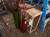 (2) Wicker Plant Stands with Plastic Vases