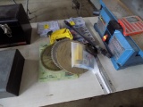 Group of Saw Blades, Hardware and a Kreg Rip Cut Jig