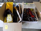 (2) Boxes of Hand Tools, Pipe Wrenches, Gear Winches, Pliers, Rubber Mallet