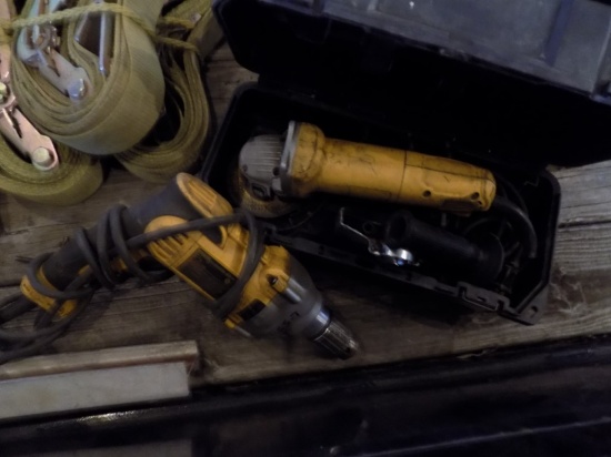 DeWalt Heavy Duty 1/2'' Drill and a Corded DeWalt Grinder in Case