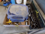 Box of Sockets and Extensions, a Scerwdriver Set (Bit Type) and a Partial S