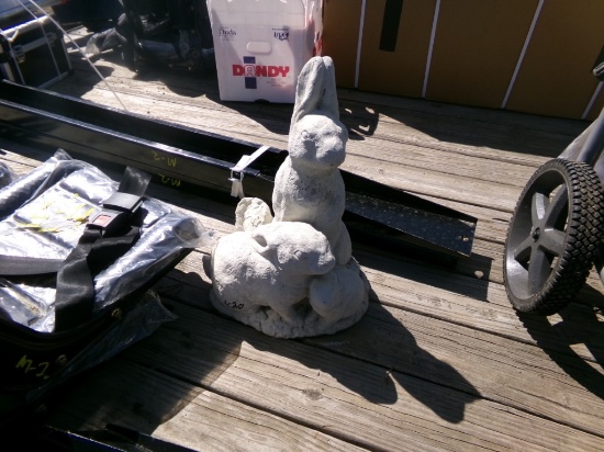 Cement (3) Rabbits Figurine