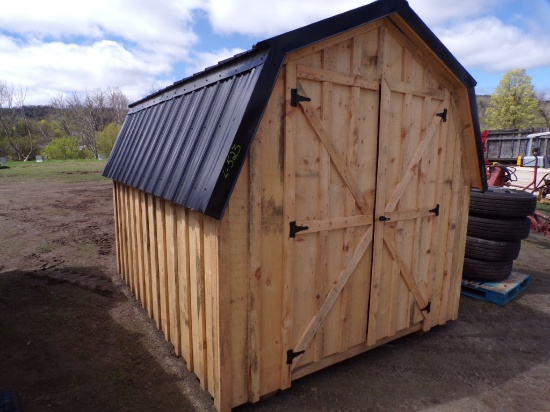 Amish Style 8' x 10' Rough Cut Storage Shed with Steel Roof (5289)