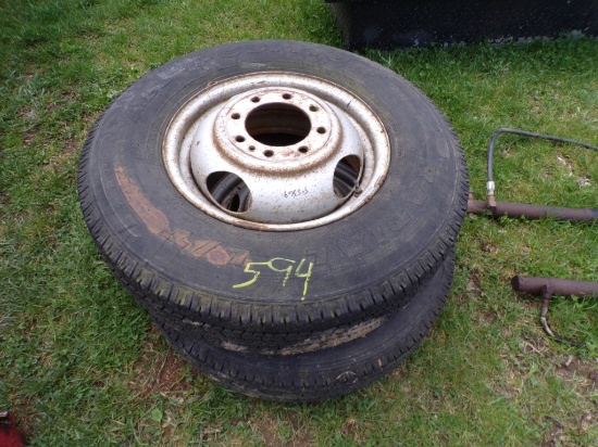 (2) LT 215/85R16 Dually Rims and Tires (5369)