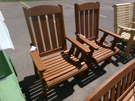 (2) Amish Made Mission Style Chairs, Cedar Stained (2 x Bid Price)  (9291)