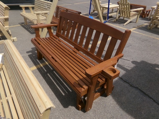 Amish Made 5' Mission Style Glider Bench, Cedar Stained and Clear Coated (9