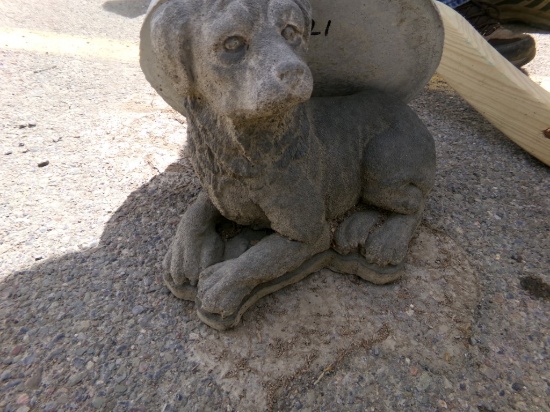 Cement Dog Figurine and Cement Wall Hanger