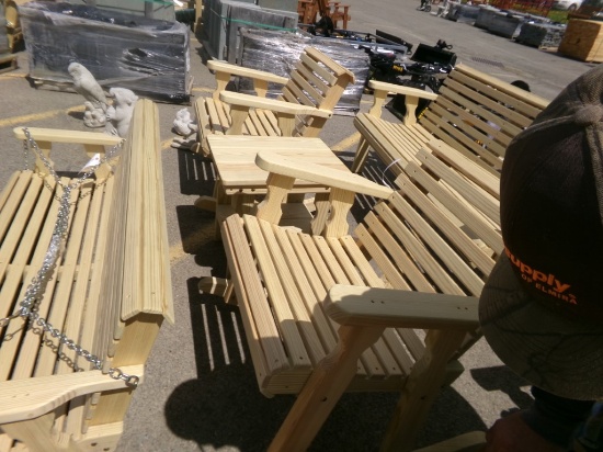 Amish Made 3 Pc. Rollback Rocking Chair Set with End Table, Unfinished, Sel