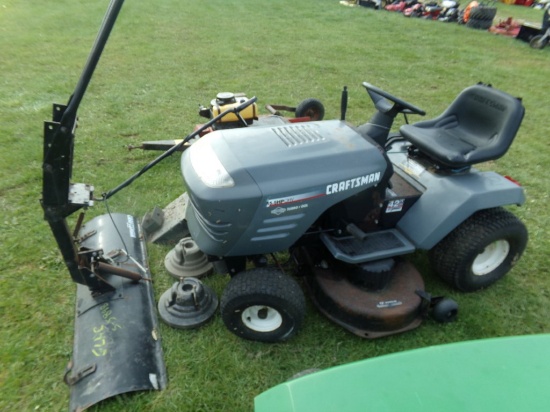 Craftsman 42'' 6 Spd. Riding Mower with Plow, Chains and Weights, Gray, SN