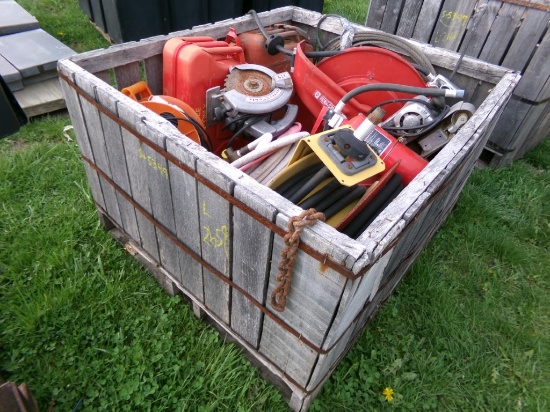 Crate of Hose Reels and Gas Cans (5349)