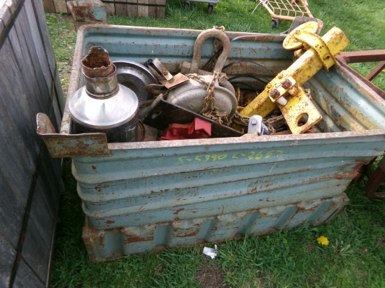 Crate of Chain Falls, Pipe Vises and an I Beam Roller  (5390)