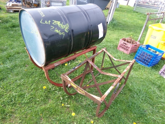 (2) 55 Gal. Barrel Carts with (1) Barrel (5353)