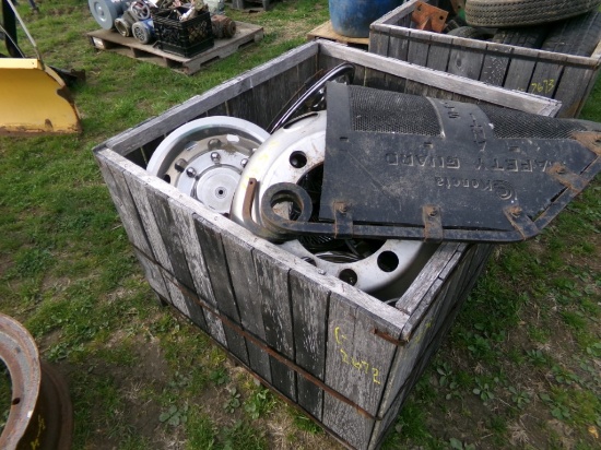 Crate of Mud Flaps and Hub Caps (5397)