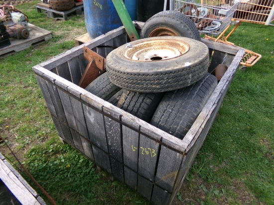 Crate of Rims and Tires for Brush Hogs and Trailers (5396)