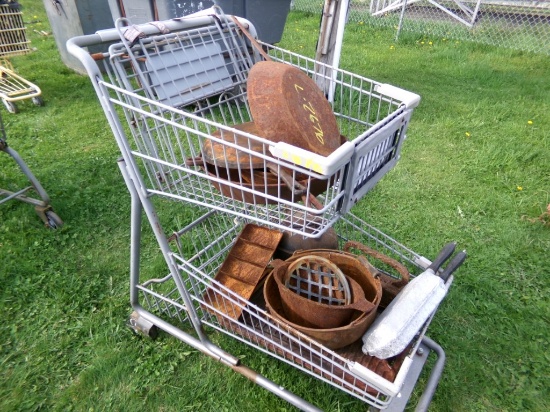 Gray Cart of Cast Iron Pots and Frying Pans (5356)