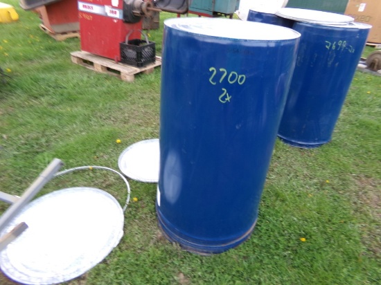 (2) Blue Steel 55 Gal. Drums, Food Grade (2 x Bid Price) (5656)