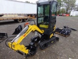 New AGT QH13R Mini-Excavator w/Enclosed Cab, Dozer Blade, Manual Thumb, Aux
