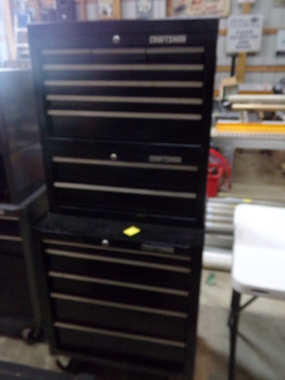 Craftsman 3 Tier Tool Box with 14 Drawers, Includes Contents, Black
