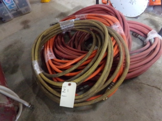(5) Assort. Air Hoses, Red, Orange, Yellow