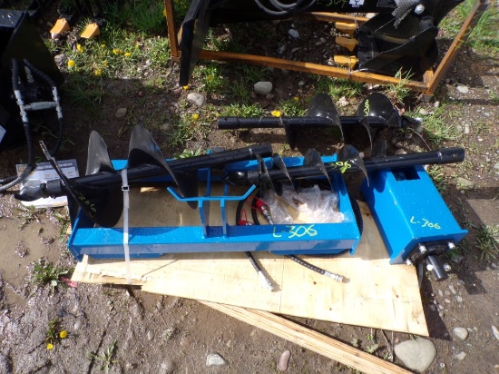 New Giyi Hyd. Skid Steer Auger Drive with (3) Bits, 8'', 12'' and 16''