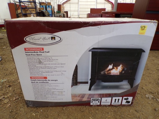 New Pleasant Hearth Intermediate Stove, Dual Fuel, Vent Free, 30,000 BTUs,