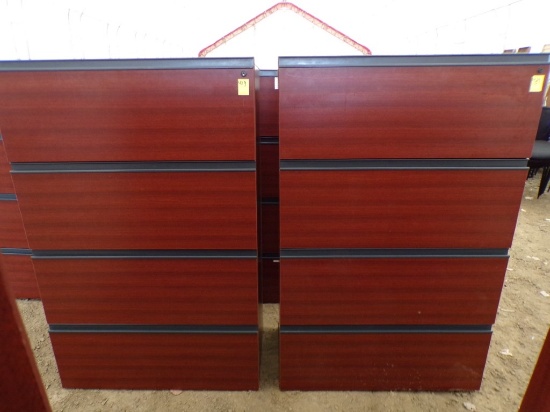 (2) 4-Drawer Lateral Wood Grain Filing Cabinets, Nice (2 x Bid Price)